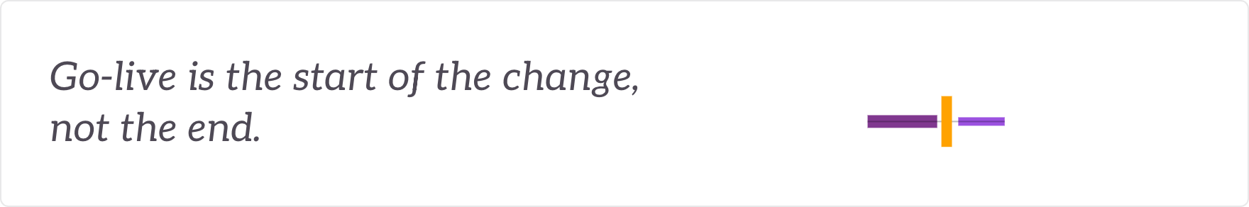 Go-live is the start of the change, not the end - a go-live marker on a line that carries on past it.