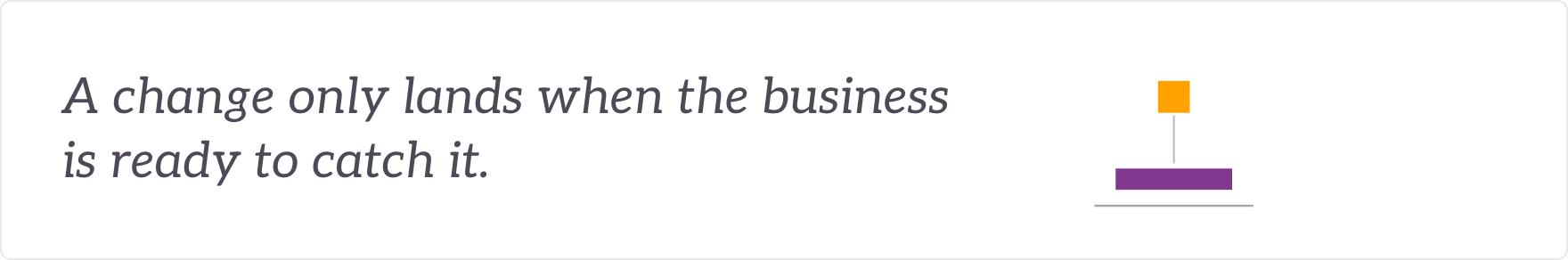 A change only lands when the business is ready to catch it - impact assessed and the business made ready.