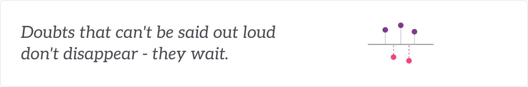 Doubts that can't be said out loud don't disappear - they wait. Raised voices above the line, held-back ones beneath.