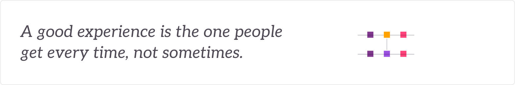 A good experience is the one people get every time, not sometimes - the employee journey standardised.