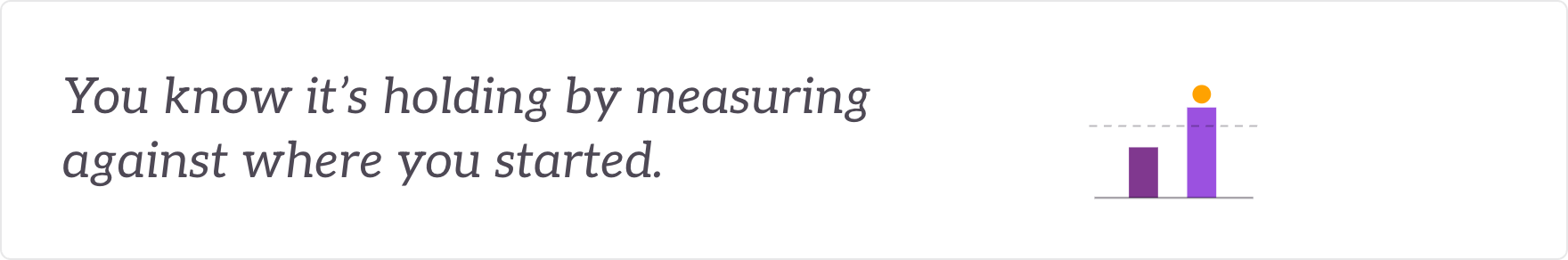 You know it's holding by measuring against where you started - re-measured against the readiness baseline.