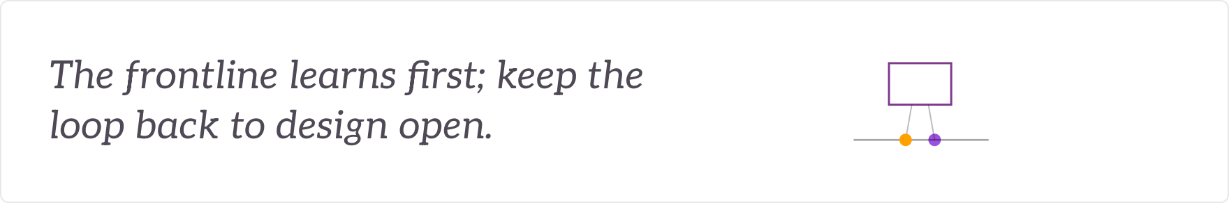 The frontline learns first; keep the loop back to design open - the loop closed with the frontline.