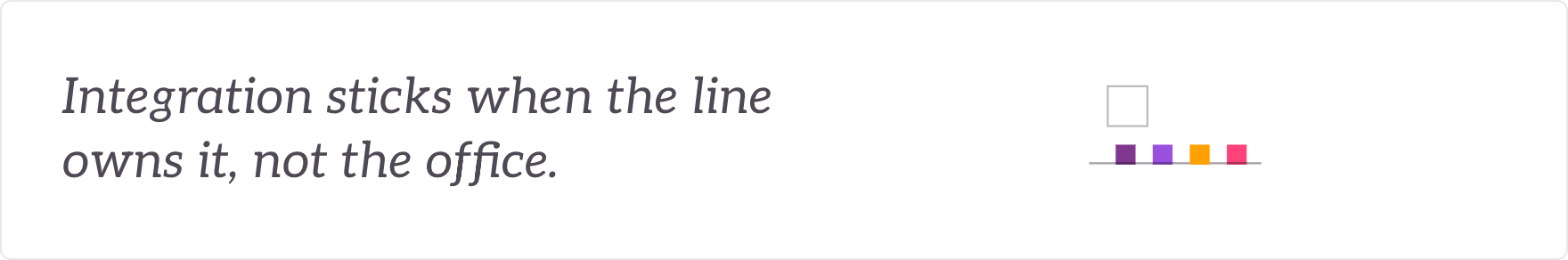 Integration sticks when the line owns it, not the office - integration decisions owned in your line.