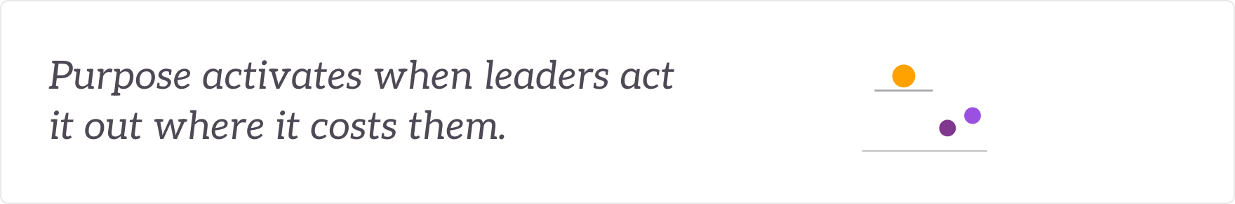 Purpose activates when leaders act it out where it costs them - leadership behaviour and cultural activation.