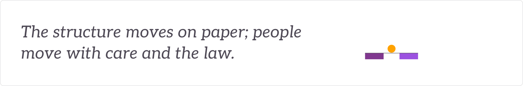 The structure moves on paper; people move with care and the law - people transition and TUPE.