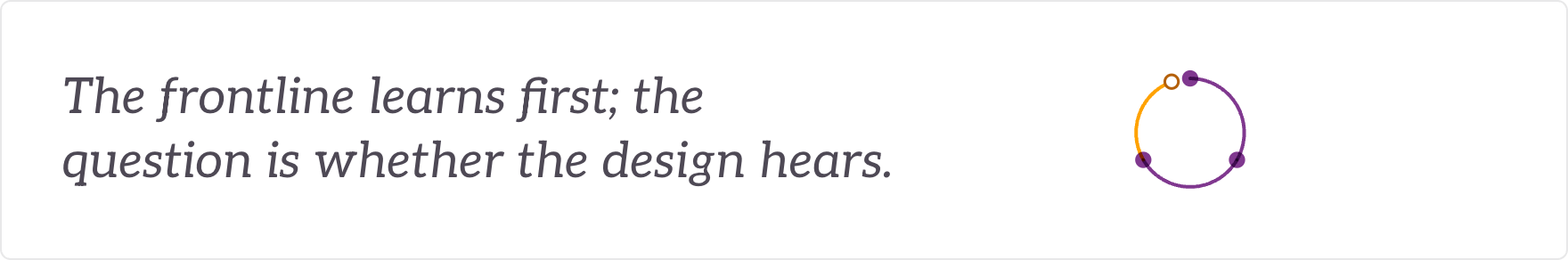 The frontline learns first; the question is whether the design hears - a feedback loop open before it closes.