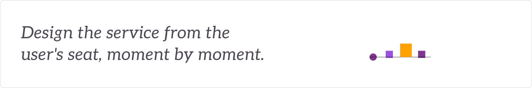 Design the service from the user's seat, moment by moment - the journey and its moments that matter.