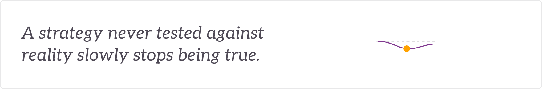 A strategy never tested against reality slowly stops being true - the strategy tested and adapted.