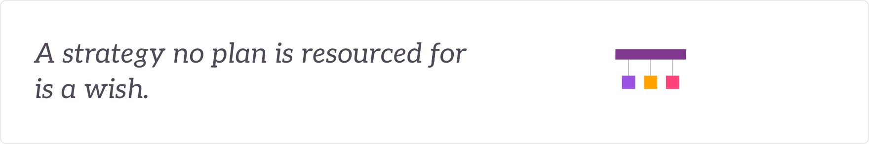 A strategy no plan is resourced for is a wish - operational planning linked to resource.