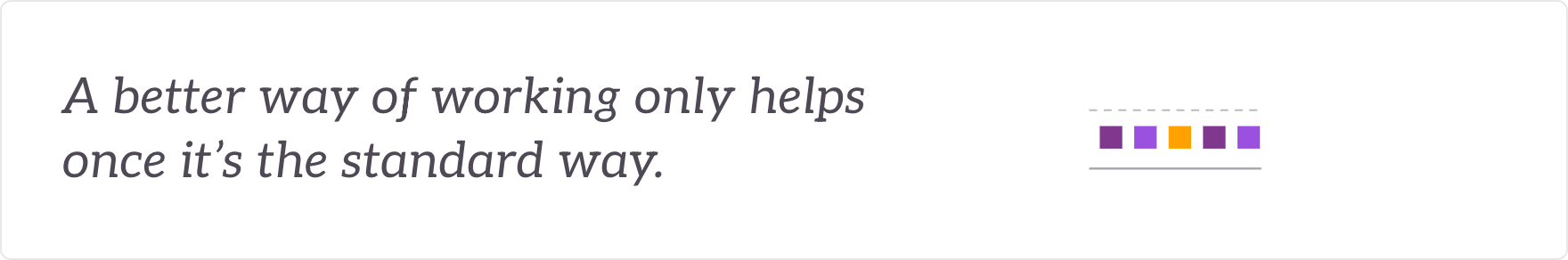 A better way of working only helps once it's the standard way - standard work and processes standardised.